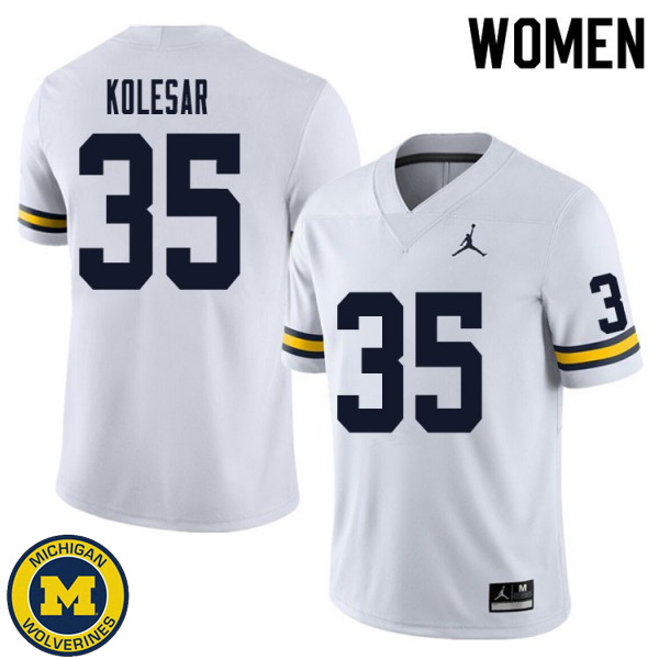 Women's University of Michigan #35 Caden Kolesar White Player Jersey